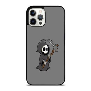 Gray Kawaii Grim Reaper and Satan Halloween Goth Aesthetic iPhone Case